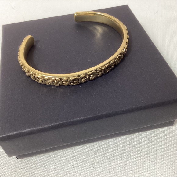 Gucci GG Floral Gold Bangle Retro - Picture 2 of 5